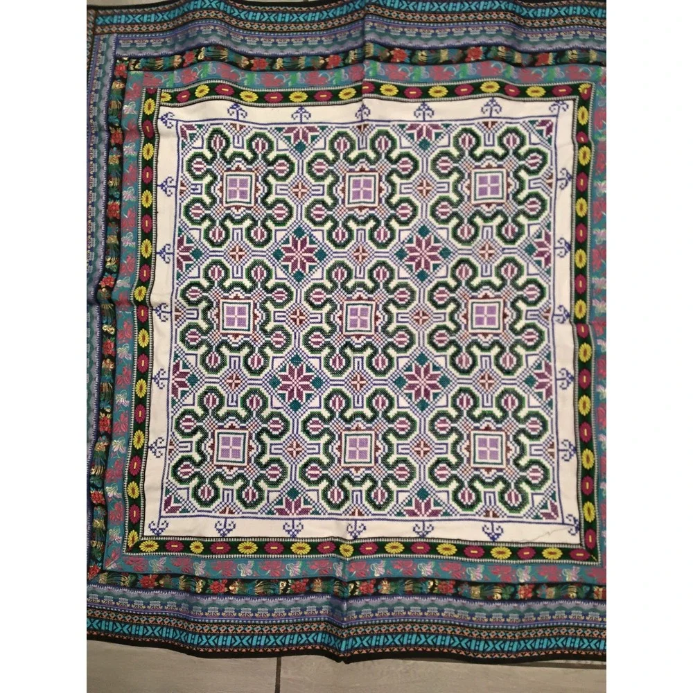 Boho Embroidered Square Textile Wall Hanging / Table ~ Multicolor ~ 40